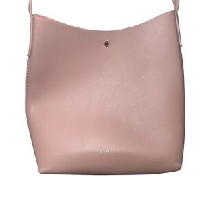 Samara Pink Faux Leather Bucket Crossbody Bag Purse Adjustable Strap causal